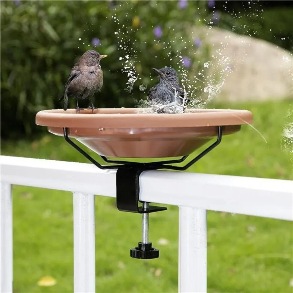 Bird Bath Deck Mounted Bowl 12 Inches, Balcony Railing Birdbaths Unheated